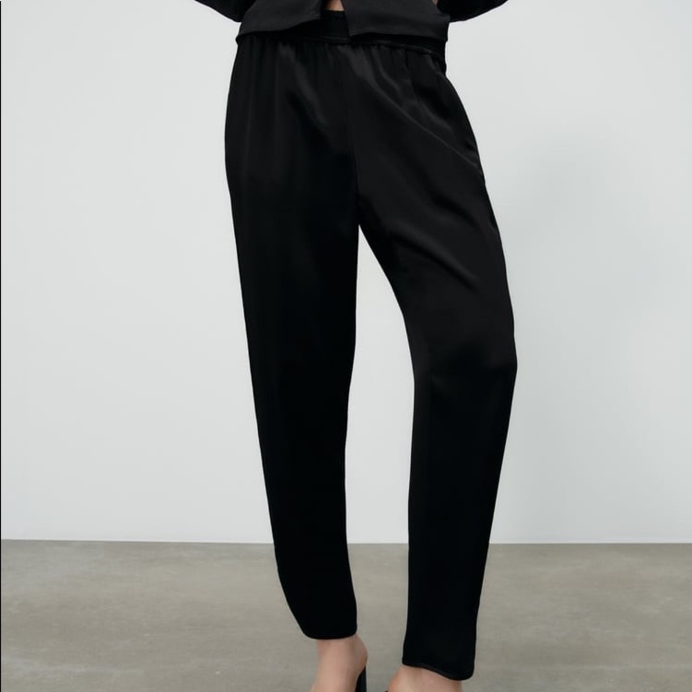 Zara satin effect slit pants
